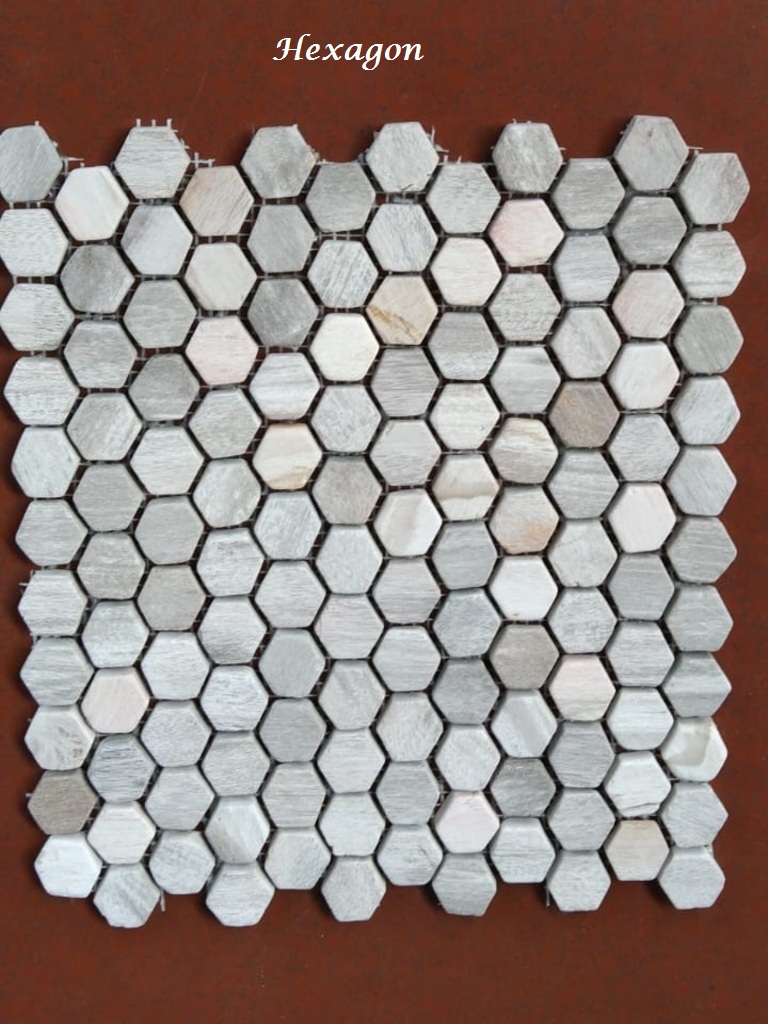 02-Petrified Wood Mosaic Hexagon (木化石モザイク）